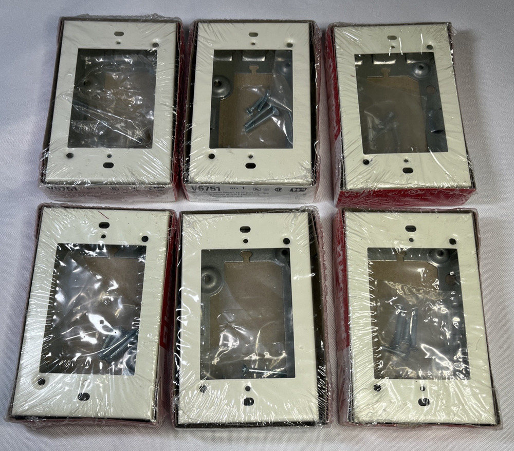 6 Pack Wiremold Legrand V5751 Flush Extension Adaptor Box IVORY 15/16" Deep